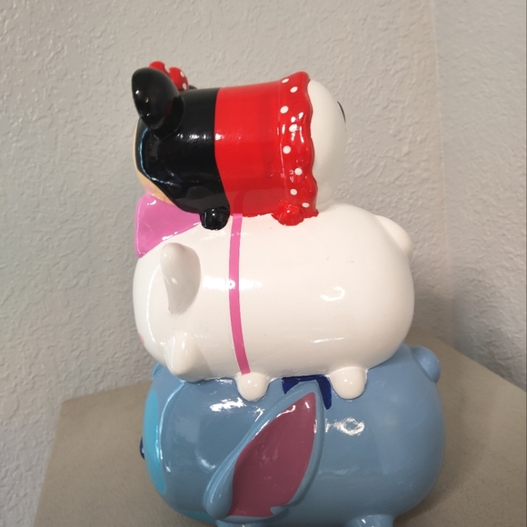 Disney Tsum Tsum Ceramic Piggy Bank Stitch Marie Minnie - Picture 4 of 6